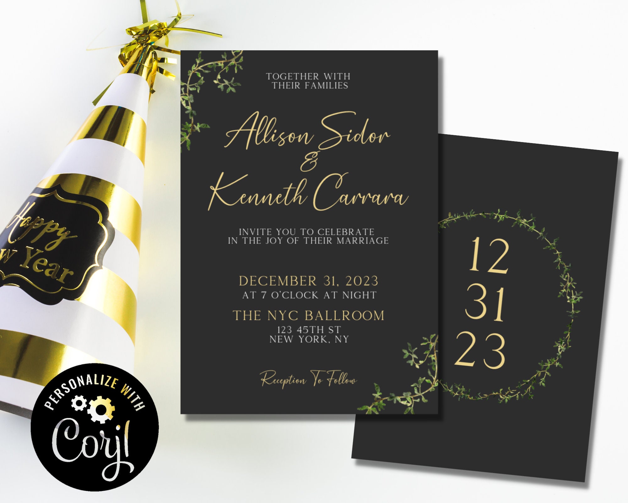 NYE Wedding Invitation, New Years Eve, Printable, Editable Etsy