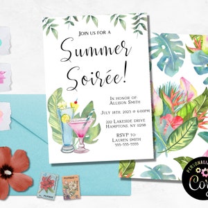 Tropical Summer Soiree Invitation: Editable Party Template (Digital Download)