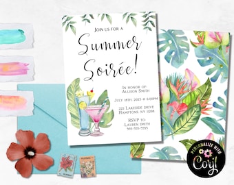 Tropical Summer Soiree Invitation: Editable Party Template (Digital Download)