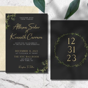 Nye Hochzeitseinladung, Silvester, druckbar, bearbeitbar