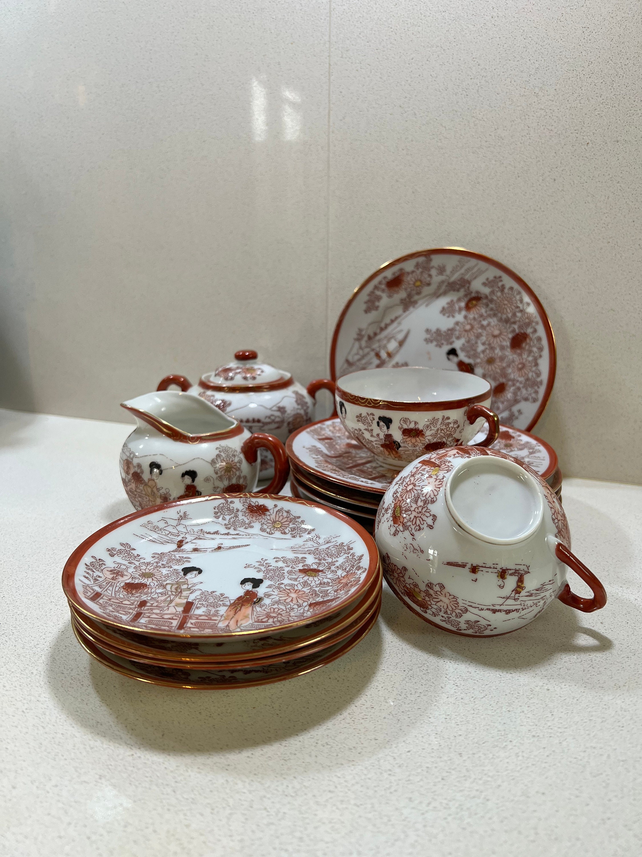 Vintage Japanese Eggshell Porcelain Tea Set Etsy