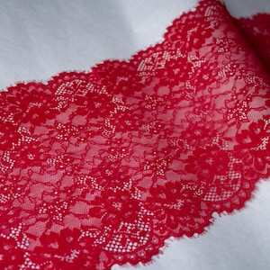 Rote Stretch-Spitze, elastische Spitze für BH, Wäsche-Nähspitze, Stretch-Spitzenbesatz, Stretch-Spitze, BH-Herstellung, Jakobsmuschel-Spitze