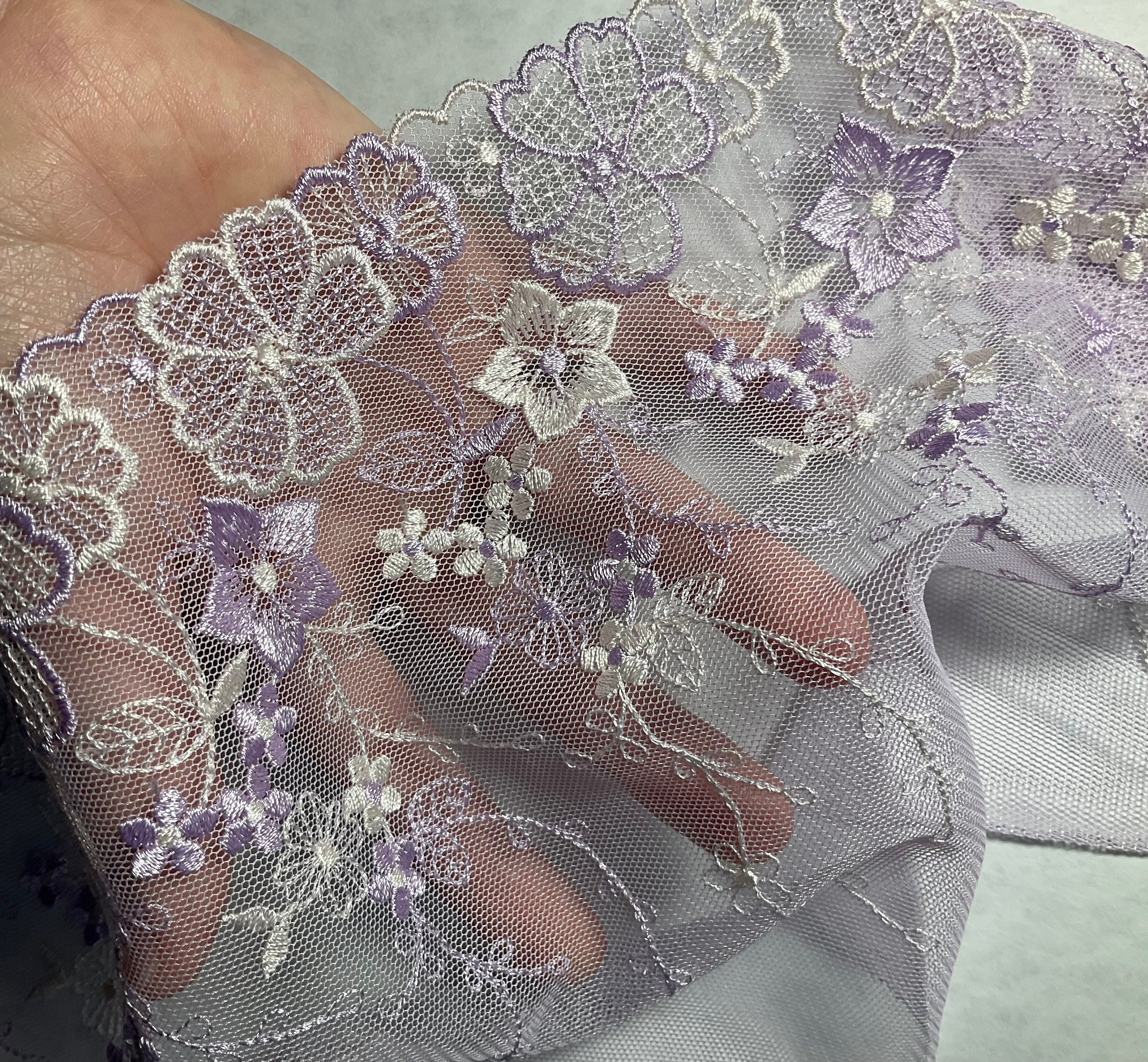 Plum Purple Embroidered Lace Wide for Lingerie, Garments CL 6077