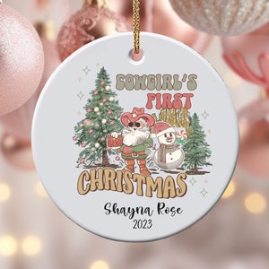 Personalize Baby Christmas Tree Ornament Christmas Gift Baby First Christmas Personalize Baby Tree Ornament Christmas Cowgirl Gift Newborn