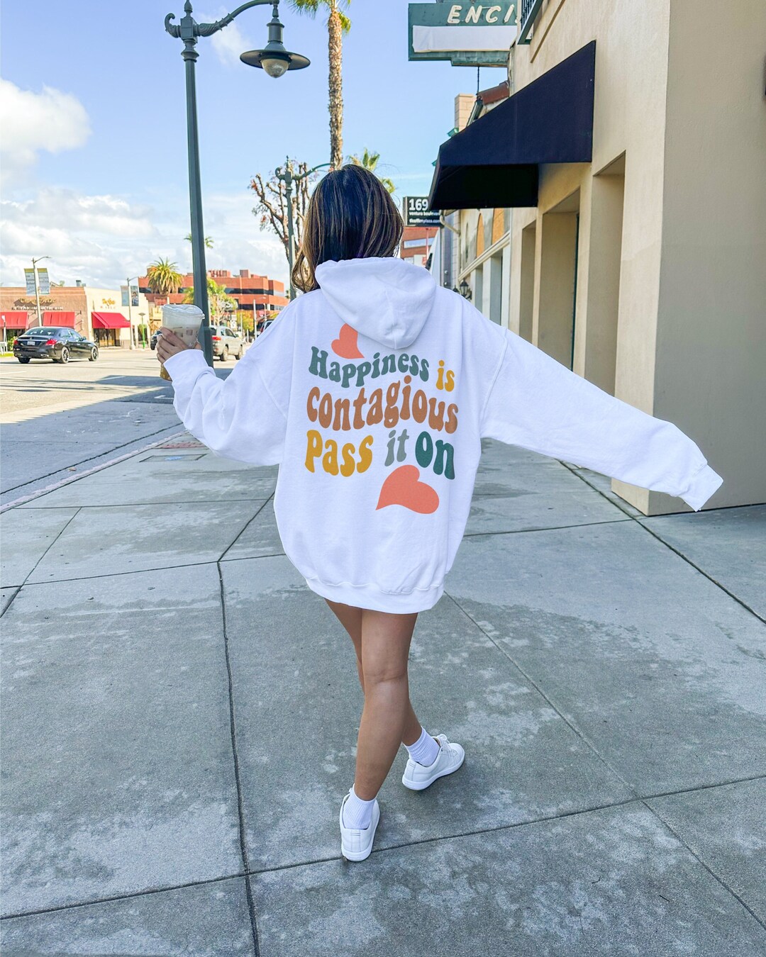 Happiness Hoodie Quote on Back Hoodie Saying on Back Hoodie Aesthetic