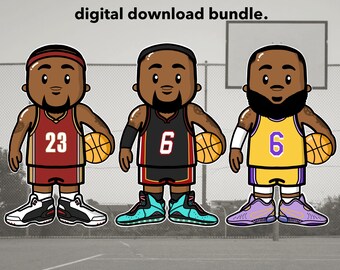 LeBron png-paket digital nedladdning Lakers png basket digital nedladdning Miami Heat png barnbasket png Cleveland Cavaliers png James James
