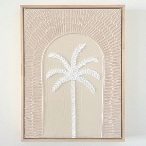 Textured Art Palm Tree Canvas Framed Painting | Coastal Boho Wall Art