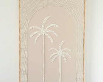 Textured Art Palm Tree Canvas Framed Painting | Coastal Boho Wall Art