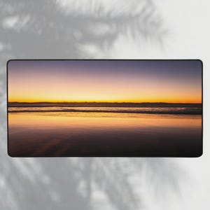 Golden Hour Desk Mat | Ocean Sunset Horizon 3984 Mouse Pad | Extra Large Coastal Workspace Mat | Minimalist Seascape Photography