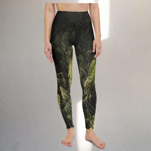 Spiral Cactus Yoga Leggings | High Waist | Nature Print Workout Tights | Botanical Design for Plant Lovers| Yoga Pants with Green Pattern