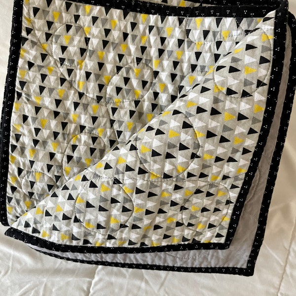 Grey and Yellow Quilt Etsy