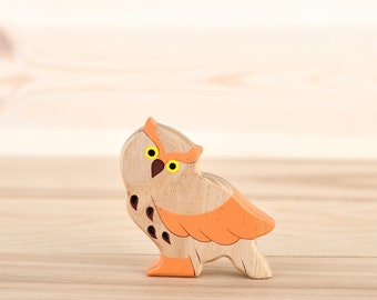 Handcrafted Wooden Owl Toy - Child-Safe, Eco-Friendly, Natural Wood Bird Figurine for Educational Play