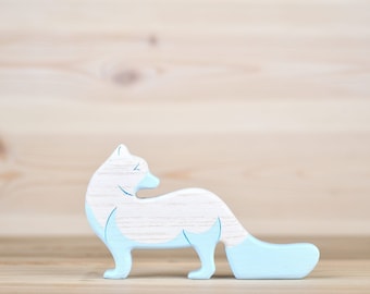 Handmade Wooden Polar Fox Toy – An Eco-Friendly Delight for Kids Arctic Animals