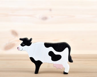 Wooden Cow Figurine Wooden Farm animals Farm Toy toddler gift