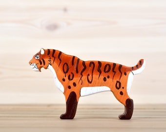 Wooden Saber toothed tiger toy Dinosaur gift
