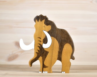 Handcrafted Wooden Mammoth Toy Eco-friendly, Toddler-Friendly, Natural Wood Prehistoric Animal Figure for Educational Play and Nursery Decor
