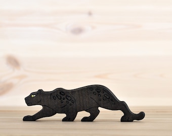 Handcrafted Wooden Panther Toy - Unique, Durable, Eco-friendly Jungle Animal Plaything for Kids & Collectors