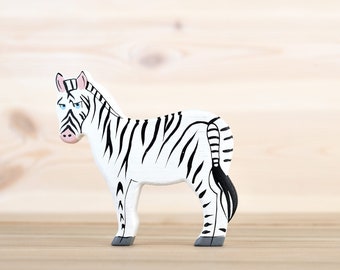 Handcrafted Wooden Zebra Toy - Eco-Friendly, Kid-Safe, Quality Hardwood - Perfect Gift for Children, Educational Animal Toy