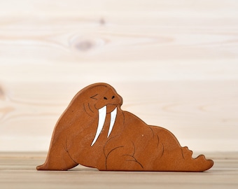 Handmade Wooden Walrus Toy – Sustainable, Safe and Fun for Kids Arctic animals North animal figure