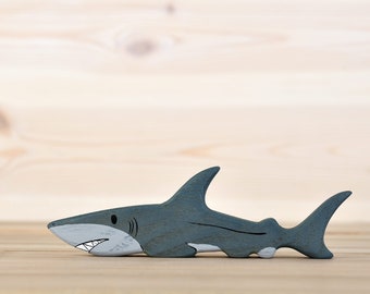 Handcrafted Wooden Shark Toy - Eco-Friendly, Child Safe, Fun Ocean Animal Playtime for Kids & Toddlers