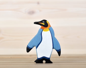 Wooden toy King Penguin figurine South pole animal