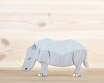 Handcrafted Wooden Rhino Toy - Sustainable Playtime Fun for Kids - Unique, Eco-Friendly Children's Toy