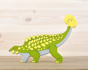 Handcrafted Wooden Ankylosaurus Toy - Unique Dinosaur Playset - Ideal Gift for Children and Collectors