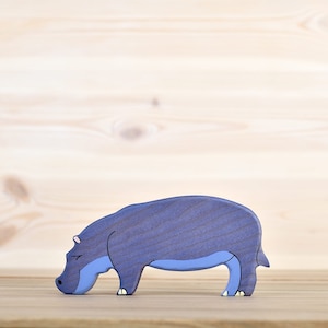 Handcrafted Wooden Hippo Toy – Eco-Friendly, Child-Safe, Natural Wood Animal Figure – Perfect for Creative Play and Nursery Decor