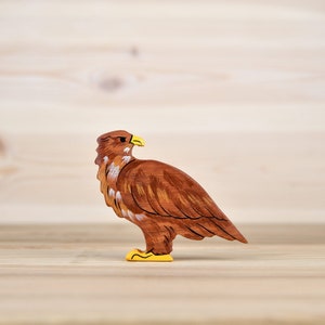 Handmade Wooden Eagle Toy: Child-Safe Natural Wood Bird Figurine