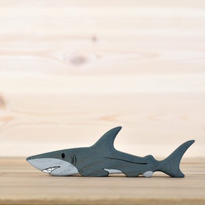 Handcrafted Wooden Shark Toy - Eco-Friendly, Child Safe, Fun Ocean Animal Playtime for Kids & Toddlers