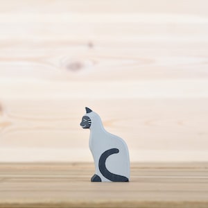 Hand Painted Wooden Cat Toy: Farm Animal Playset