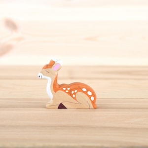 Wooden Fawn figurine Woodland forest animals caribou Forest Animal Toy