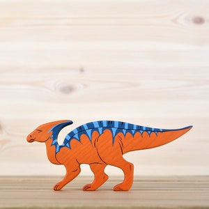 Handcrafted Wooden Parasaurolophus Toy, Unique Dinosaur Collectible for Children, Eco-Friendly Play Figure