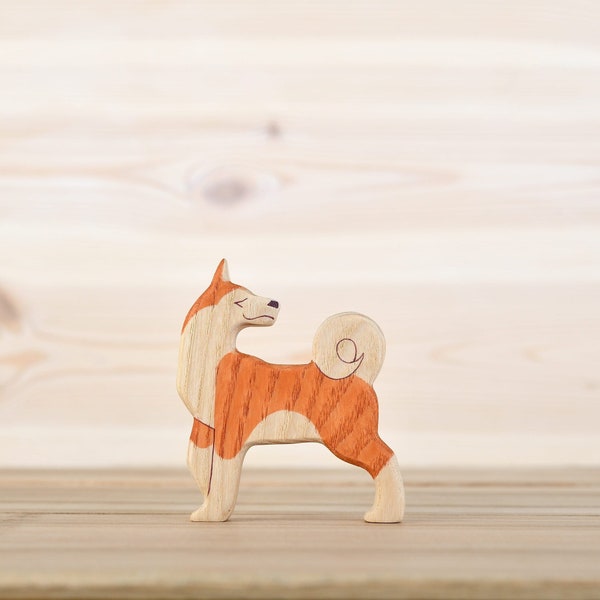 Wooden Dog Toy Barnyard toys Wooden Farm Animals Miniature animal figure Toddler gift