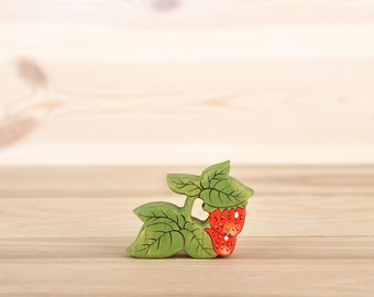 Wooden strawberry figurine toy Waldorf inspired play space