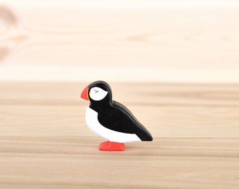 Handcrafted Wooden Puffin Toy, Eco-friendly Natural Wood Toy for Kids, Educational Bird Toy, Perfect Gift for Nature Lovers