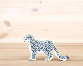 Handcrafted Wooden Snow Leopard Toy - Eco-Friendly and Child Safe - Perfect Unique Gift for Kids Ounce