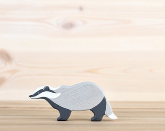 Wooden toy badger figurine Woodland animal toy Forest Animal Toy Waldorf wooden figurines