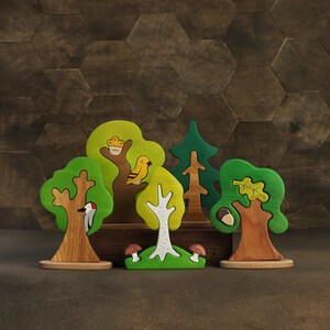 Wooden Tree Set (5pcs) Woodland Trees Waldorf Toys Wooden Toys Animal ...