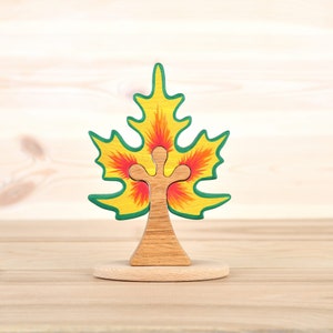 Waldorf wooden maple Tree figurine puzzle Nature table Imaginative play