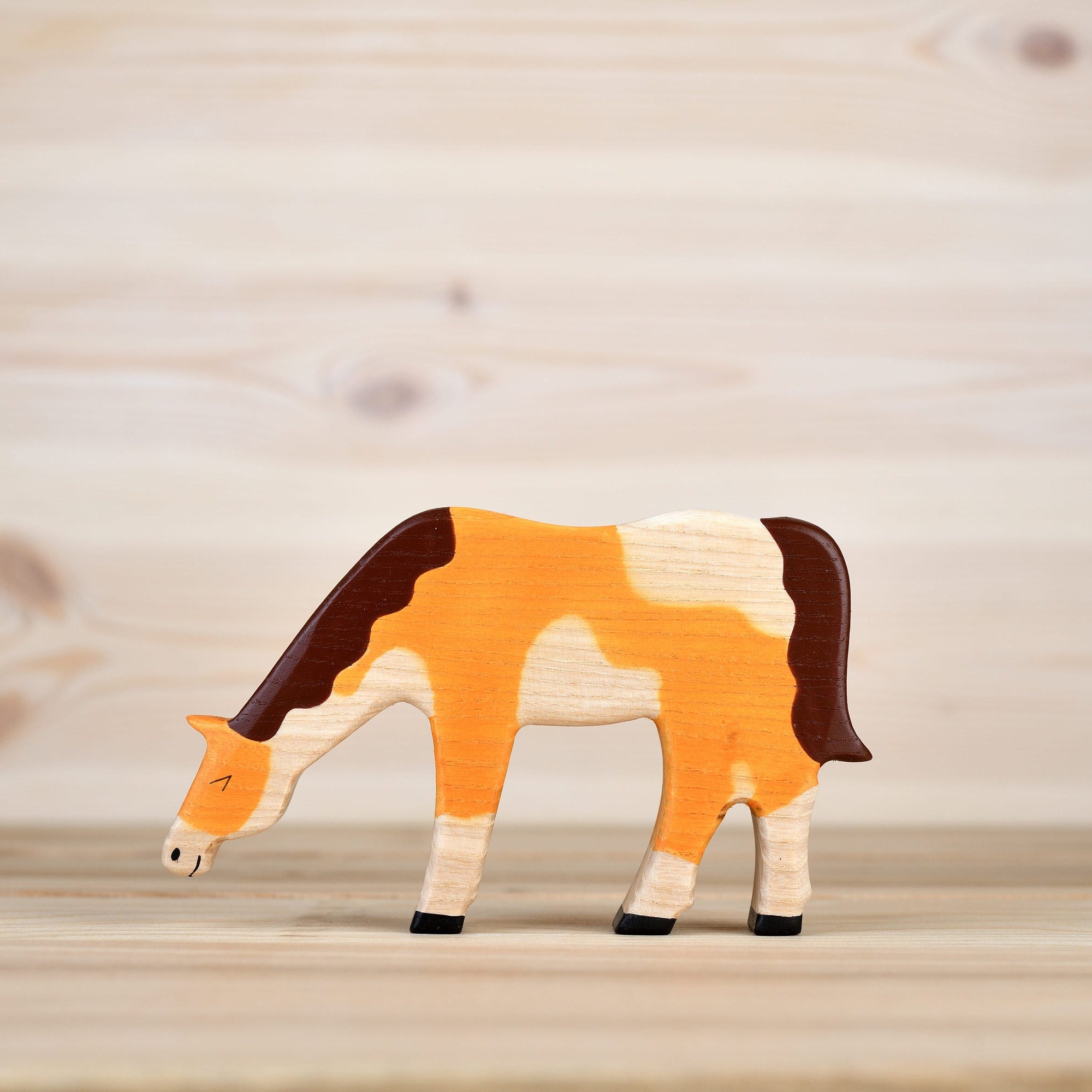 Wooden Horse Figurine Farm Animals Waldorf Toy Miniature - Etsy