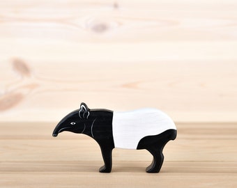 Handcrafted Wooden Tapir Toy - Eco-friendly Child-safe Artisan Plaything - Unique Educational Gift for Kids