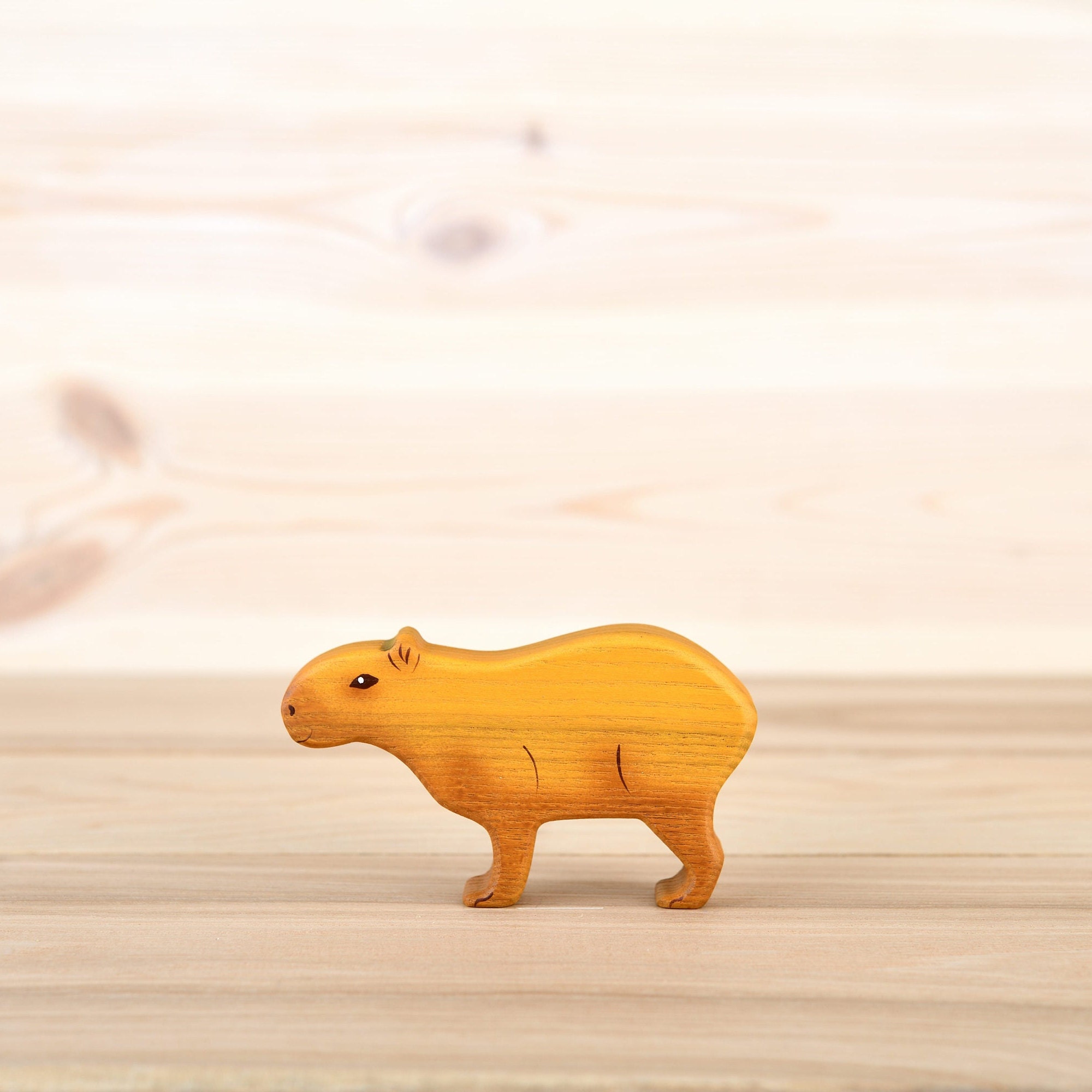 Handcrafted Wooden Capybara Toy - Child-Friendly, Eco-Conscious Artisan  Animal Figurine, Unique Playtime Companion