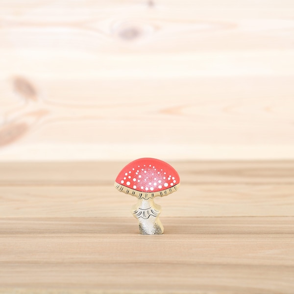 Handcrafted Wooden Toadstool Figurine - Whimsical Nature-Inspired Decor