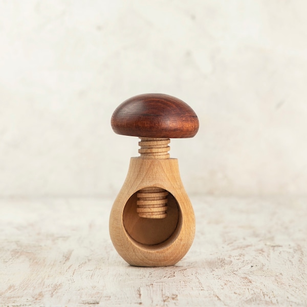 Wooden Mushroom with a screw Twist Toy | Nutcracker | Kids' Gross Motor Skill Development | Eco-Friendly Learning Tool