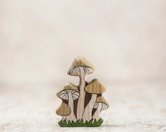 Wooden Poisonous Mushroom Toy - Non-edible mushroom - Rustic Nature-Inspired Children's Play Figurine - Unique Educational Gift