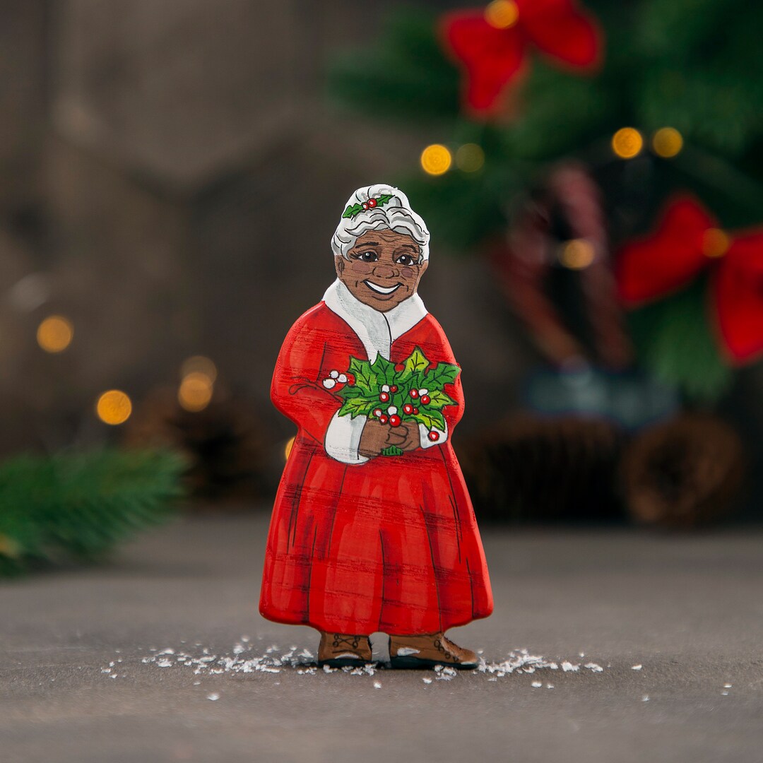 Handmade Wooden Mrs. Claus Figurine: Afro-american Christmas Decor - Etsy