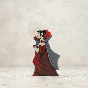 Wooden Vampire Lady Figurine | Hand-Painted Halloween Vampiress for Halloween Décor & Play