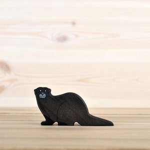 Wooden Otter figurine Sea beaver animal figure Forest Animal Toy Waldorf wooden figurines