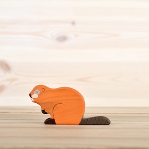 Wooden toy Beaver figurine Forest animals Wildlife animals Forest Animal Toy Waldorf wooden figurines